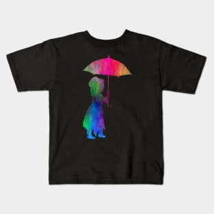 Walking in the Rain Colourful Silhouette Design Kids T-Shirt